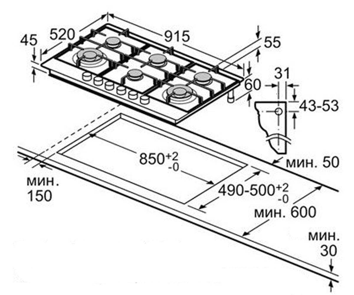 Газовая поверхность  EC945TB91E:Чертеж 