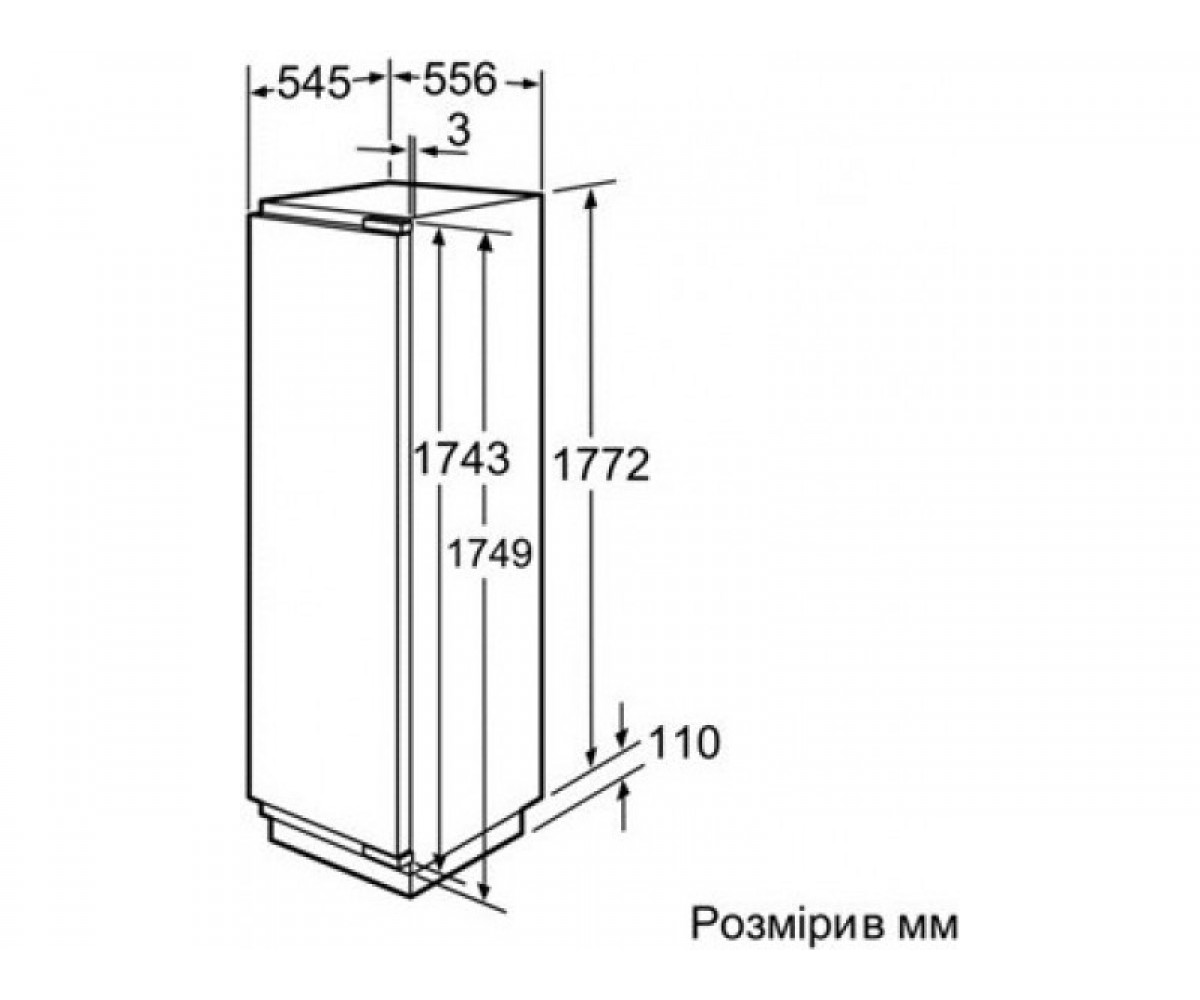 Встраиваемая морозильная камера  GI38NP60:Чертеж 