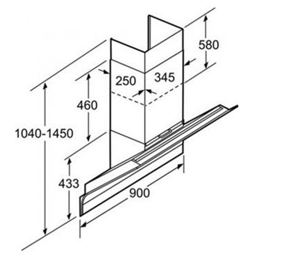 Наклонная вытяжка 900 мм  LC98KA570:Чертеж 