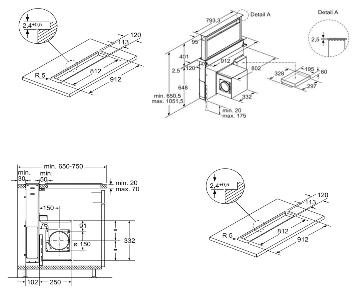 Вытяжка плоская  LD97AB570:Чертеж 