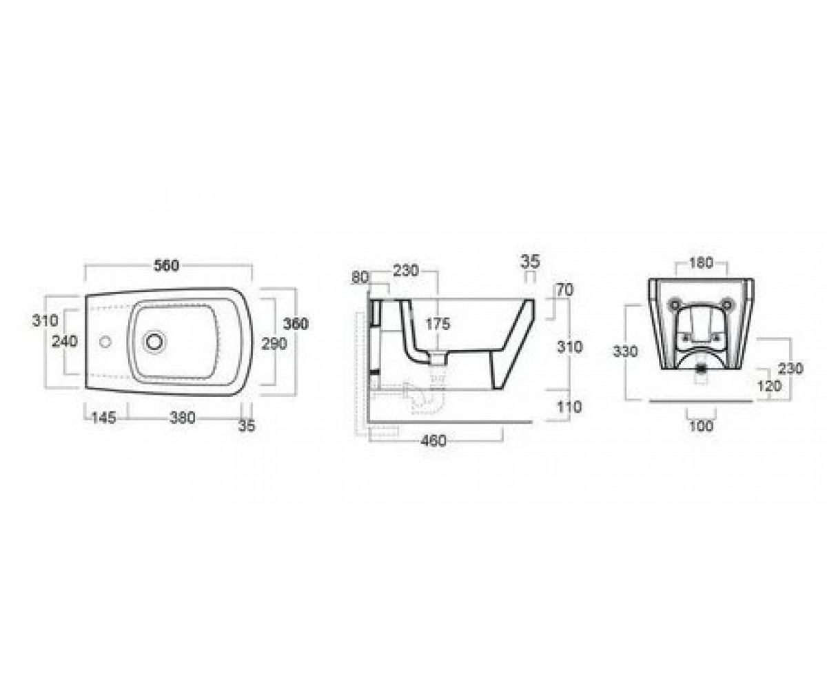 Керамическое подвесное биде  BADEN BADEN BB19/F87(F85):Чертеж 