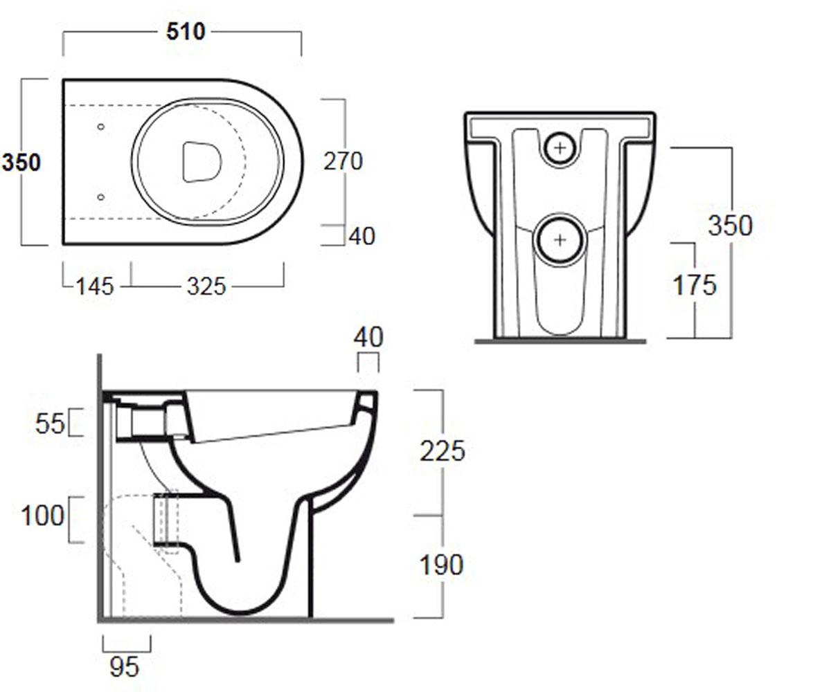 Чаша унитаза с сиденьем soft-close  E-LINE EL01+F88+EL004:Чертеж 
