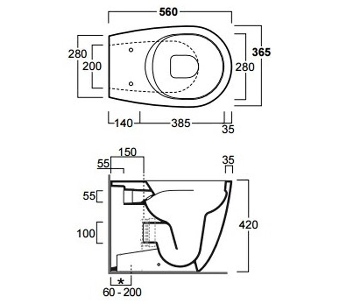 Чаша унитаза в комплекте с крышкой soft-close  VIGNONI VI01+F88+VI004:Чертеж 