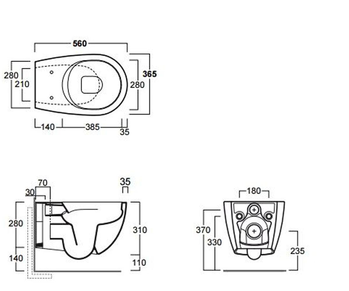 Чаша унитаза с сиденьем  VIGNONI VI18+F85+VI004:Чертеж 