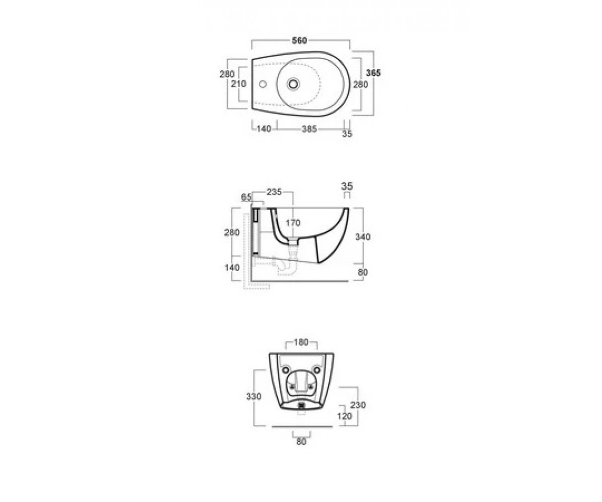 Биде в ванную  VIGNONI VI19/F85 NM:Чертеж 