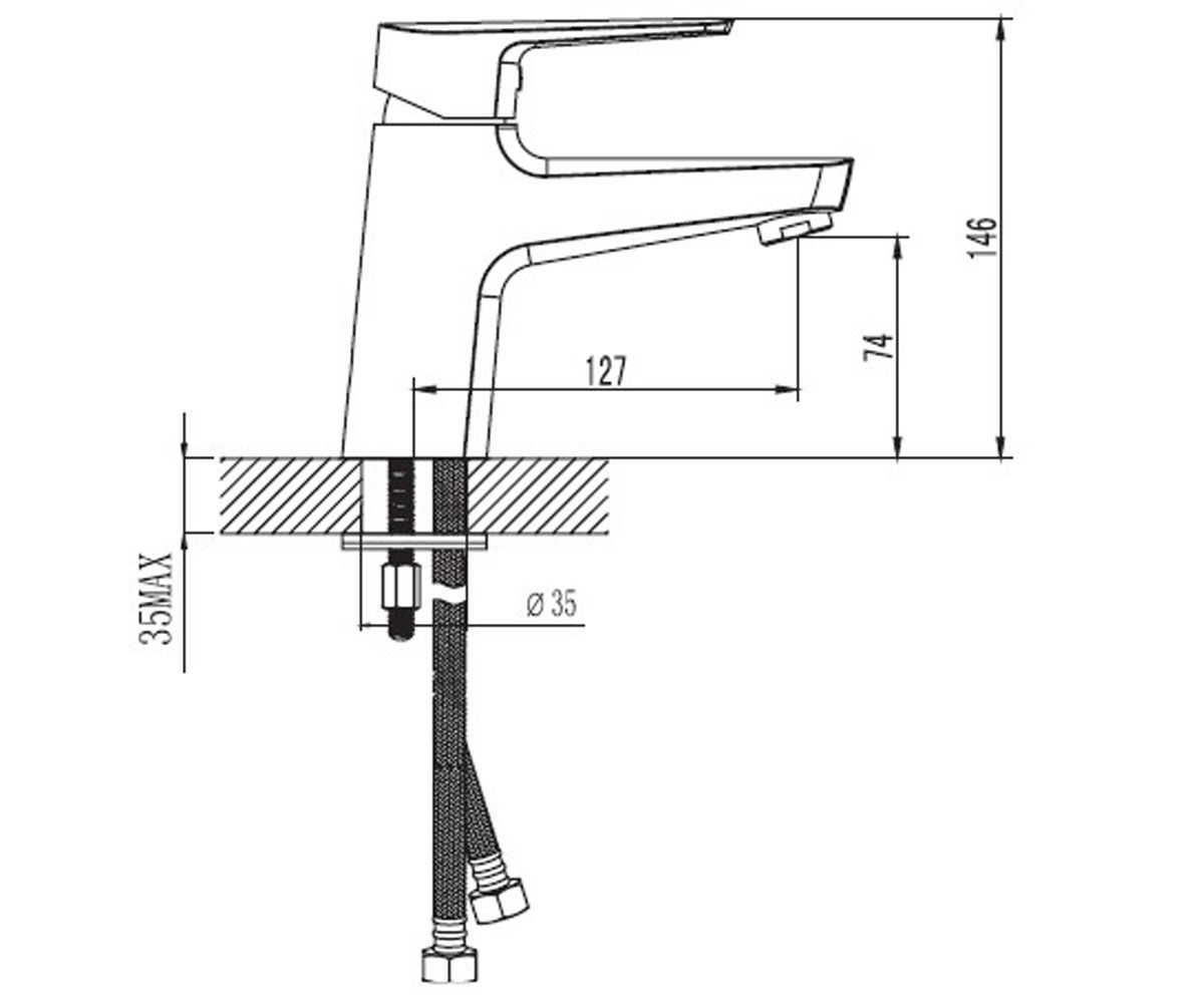 Смеситель для раковины  ИНЛАЙН SM103506AA:Чертеж 