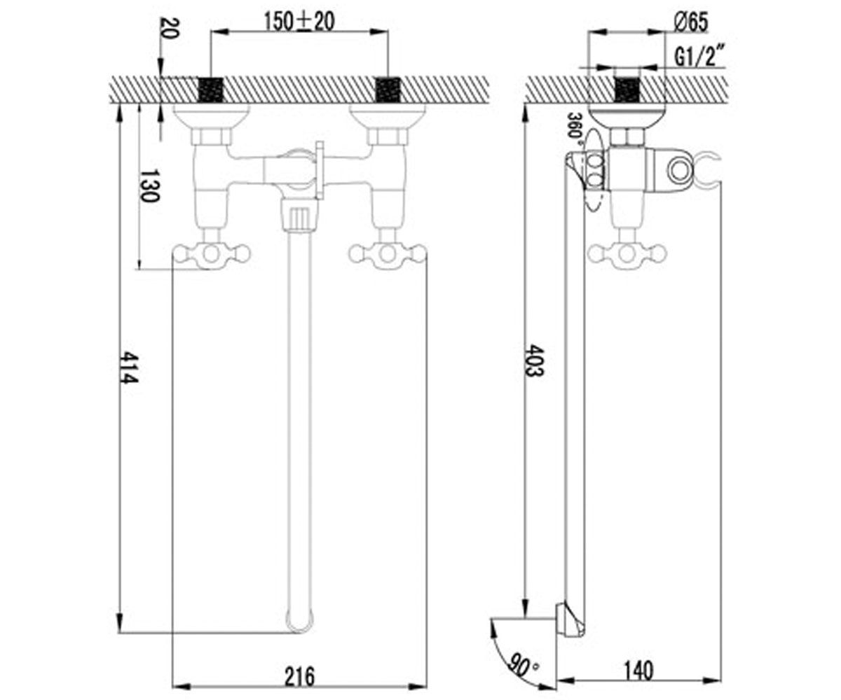 Смеситель  КЛАССИК НЬЮ SM180008AA:Чертеж 