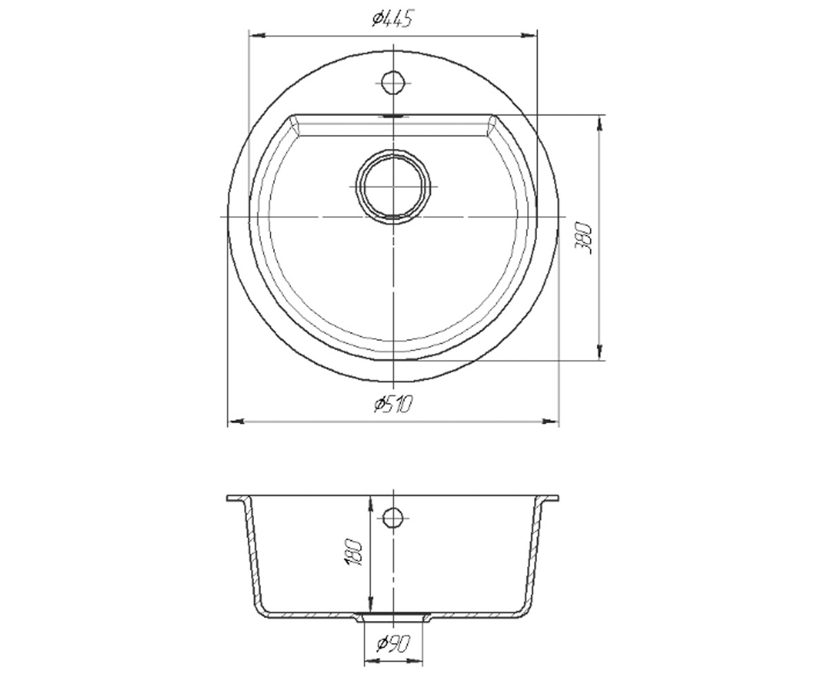 Мойка накладная  ROUND TERRACOT:Чертеж 