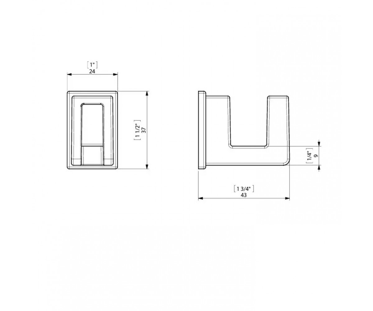 Крючок одинарный для полотенец  S-CUBE 186433:Чертеж 