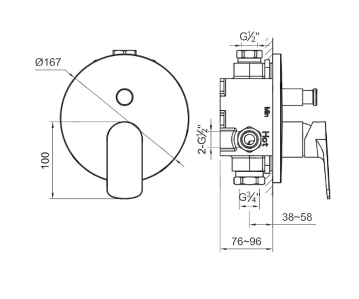 Смеситель для душа  SIHOUETTE 225 2103:Чертеж 