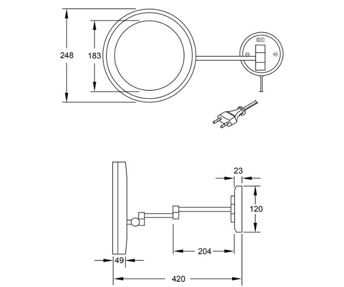 Зеркало с led подсветкой  SERIE 650 650 9020:Чертеж 