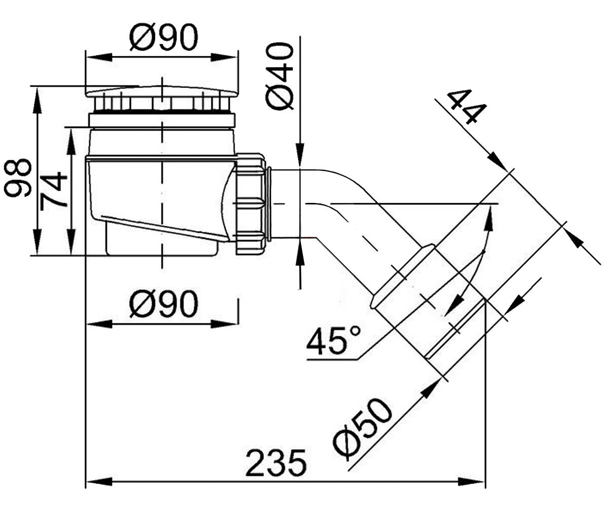 Сифон с гидрозатвором  STY-402-K:Чертеж 