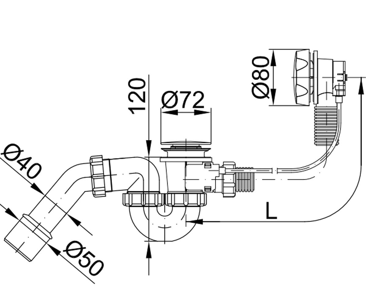 STY-536-A-F Styron автоматичний сифон для ванни, колір білий (1 сорт)  STY-536-A-F:Чертеж 