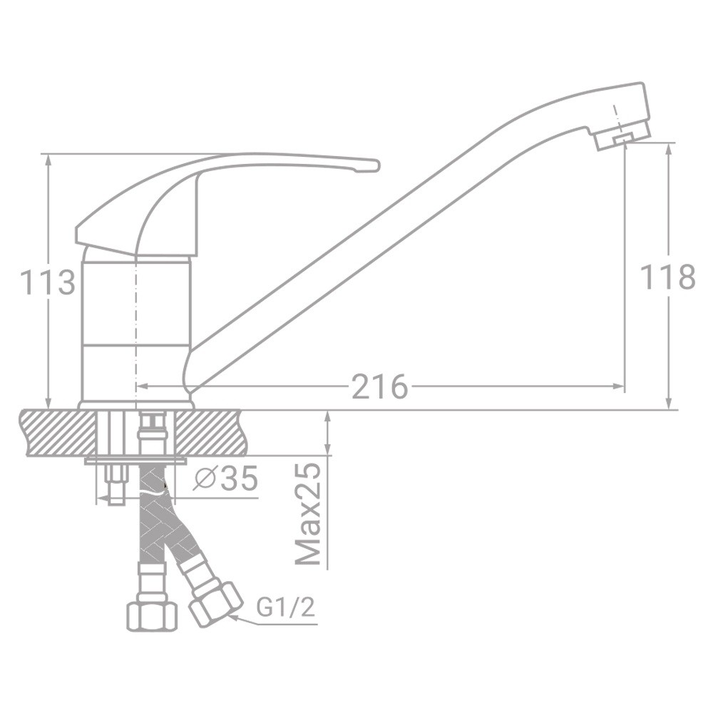 Кухонный смеситель  SD-2B243C:Чертеж 