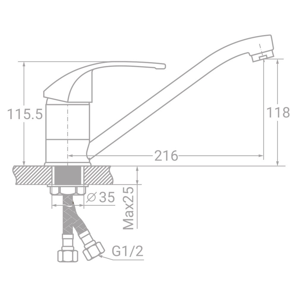 Кухонный смеситель  SL-1B243C:Чертеж 