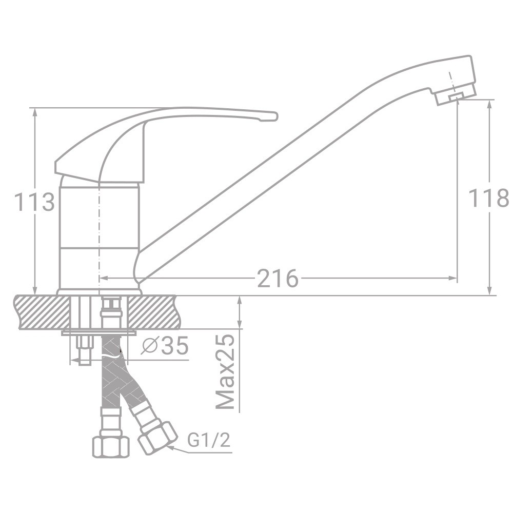 Кухонный смеситель  SM-2B244C:Чертеж 