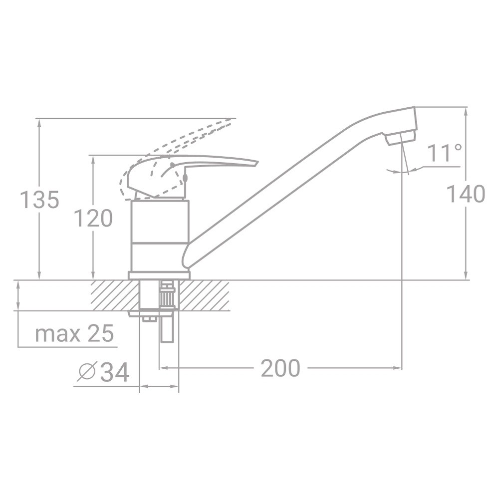 Кухонный смеситель  TN-2B242C:Чертеж 