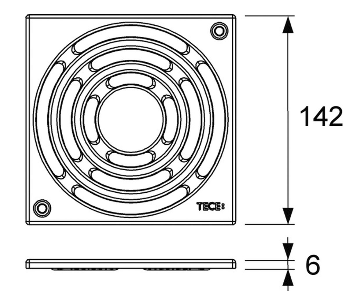 Решетка для трапа 142х142 мм  DRAINPOINT 3665001:Чертеж 