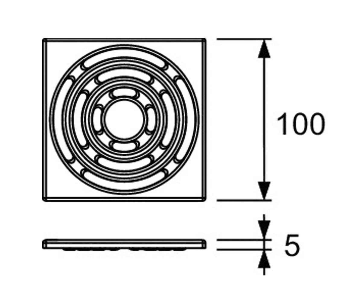 Решетка для трапа 100х100 мм  DRAINPOINT 3665002:Чертеж 