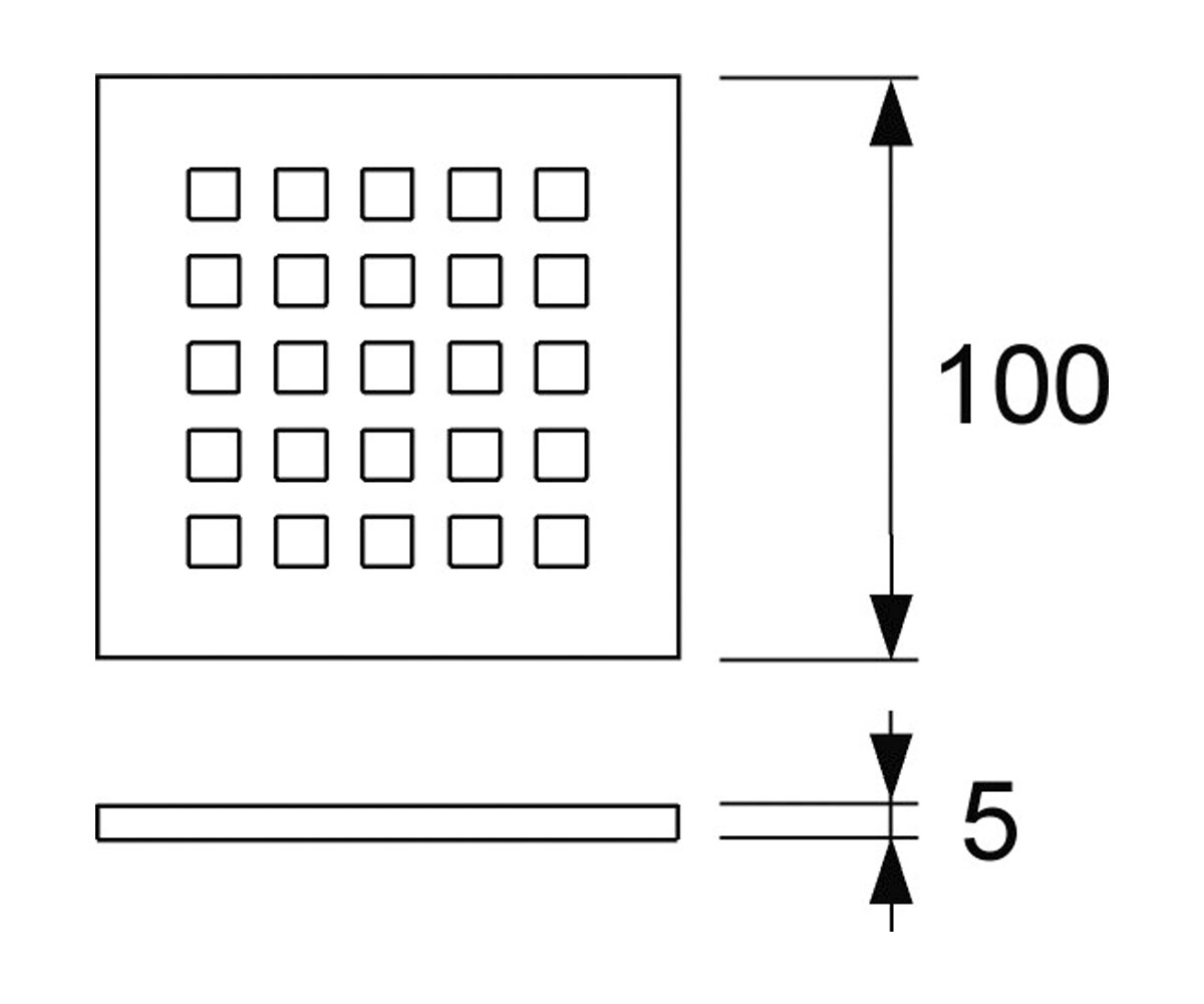 Решетка для трапа 100х100 мм  DRAINPOINT QUADRATUM 3665006:Чертеж 
