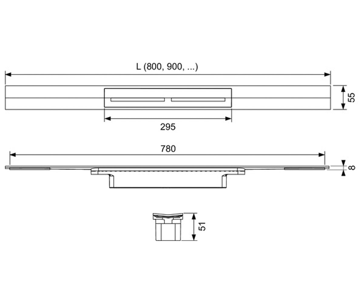 Душевой канал 80 см  DRAINPROFILE 670810:Чертеж 