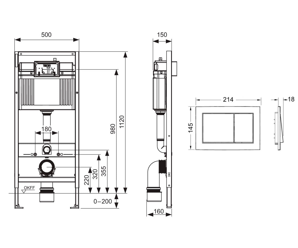Инсталляция для унитаза 4 в 1  BASE 9400406:Чертеж 