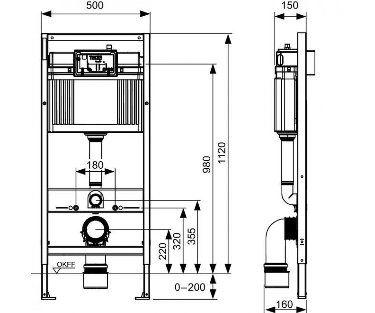Комплект инсталляционный с клавишей  BASE 9400414:Чертеж 