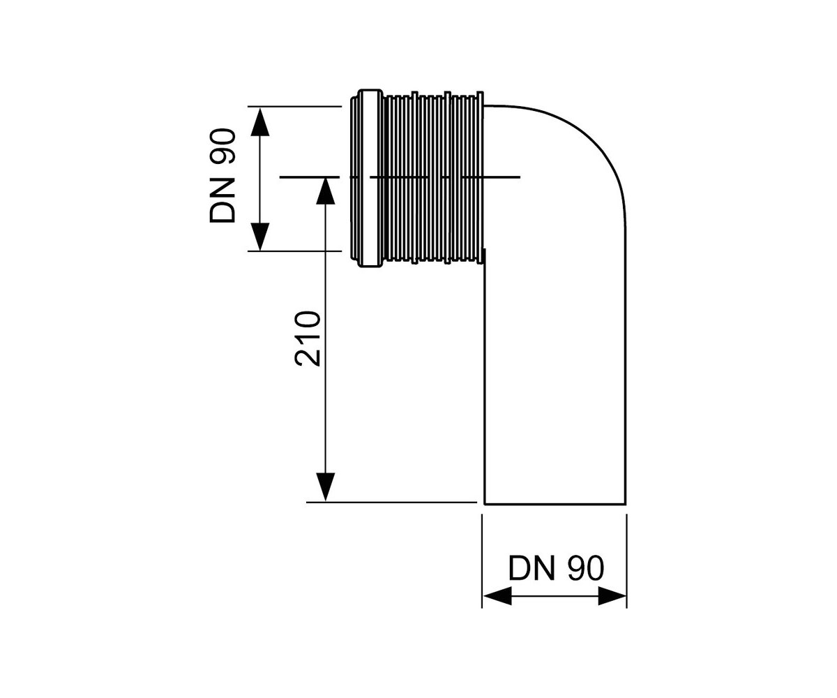 Отвод для унитаза profil 90° – dn 90/90  9820134:Чертеж 