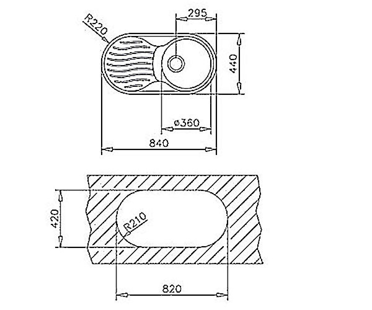 Кухонная мойка  DR 80 1B 1D 10110007:Чертеж 