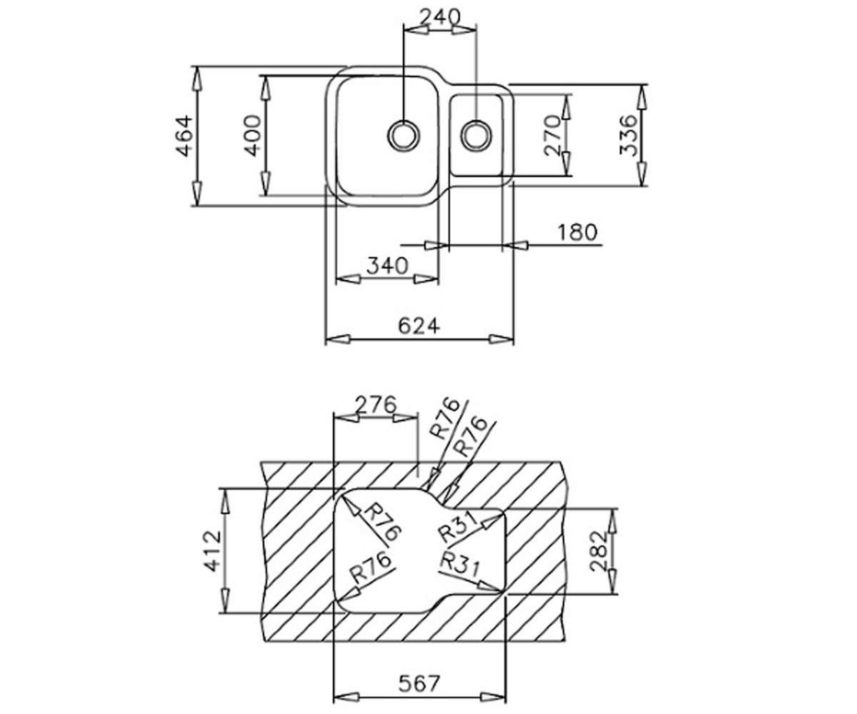 Мойка для кухни  BE 1 1/2 B 625 REV 10125160:Чертеж 