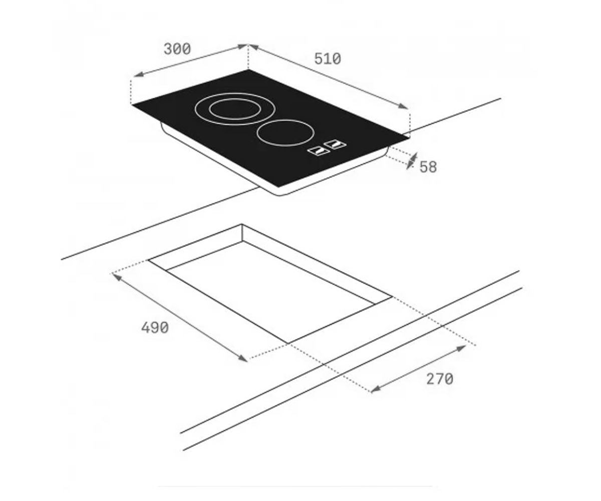 Плита сенсорная  TBC 32010 BK TTC 112550007:Чертеж 