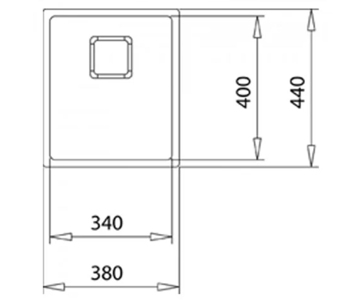 Мойка стальная 38 см  FLEXLINEA RS15 115000015:Чертеж 