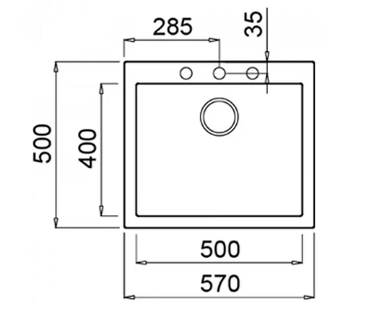 Кухонная мойка  FORSQUARE 50.40 115230007:Чертеж 