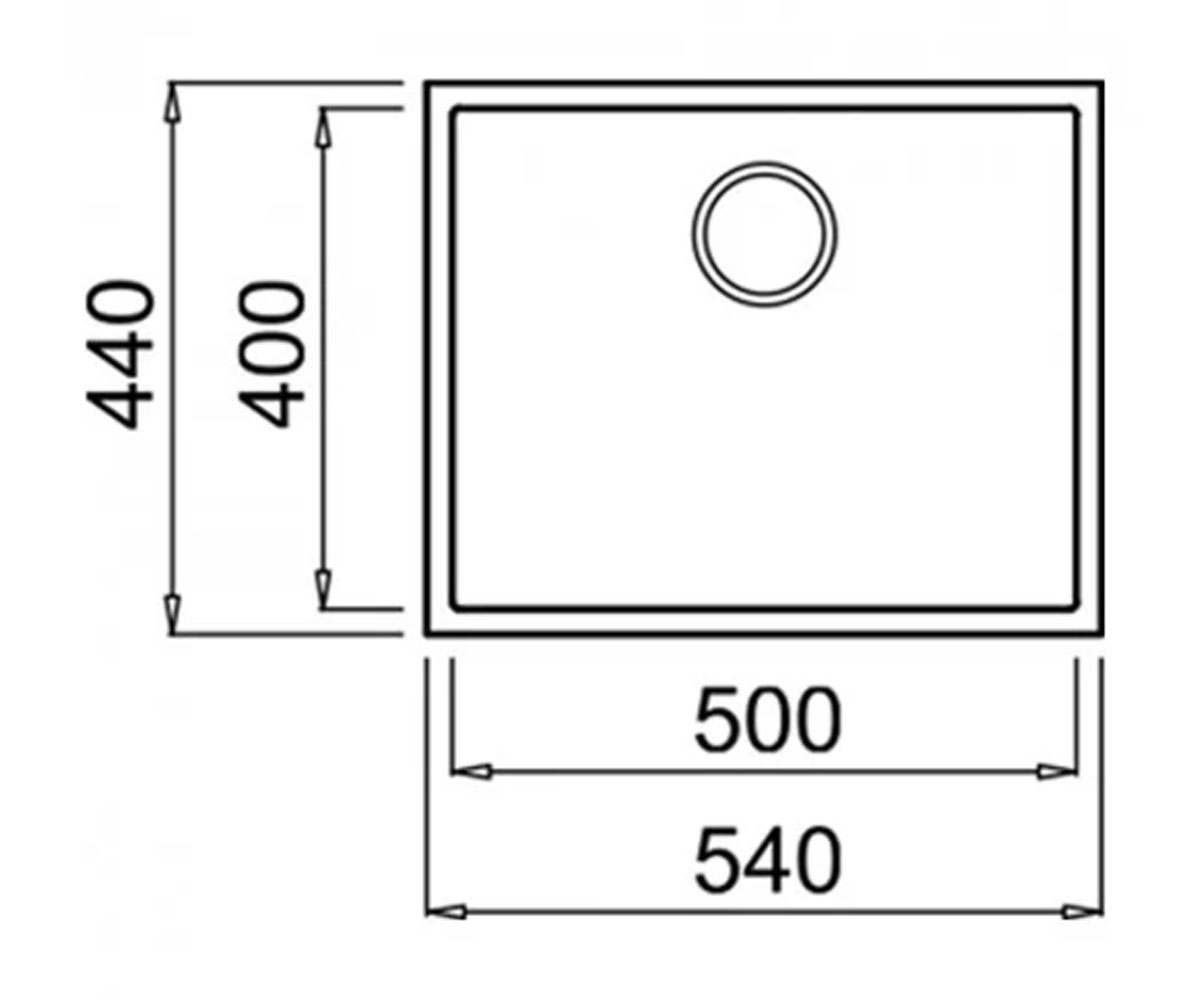 Мойка под столешницу  SQUARE 50.40 115230022:Чертеж 