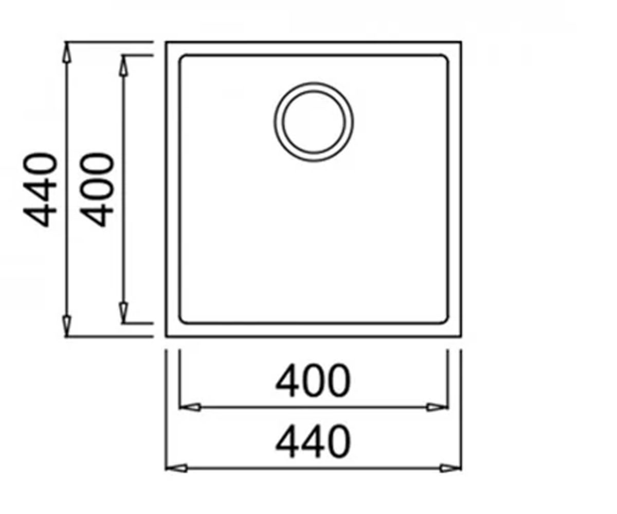 Мойка под столешницу  SQUARE 40.40 115230026:Чертеж 