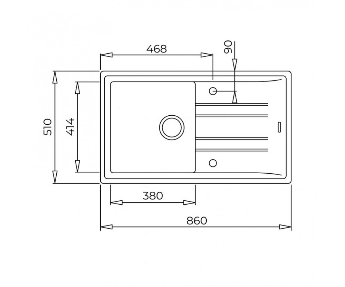 Мойка с крылом  STONE 50 B-TG 1B 1D 115330020:Чертеж 