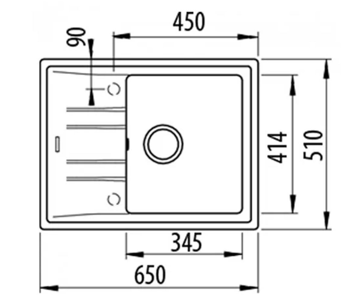 Кухонная мойка  STONE 45 S-TG 1B 1D 115330047:Чертеж 