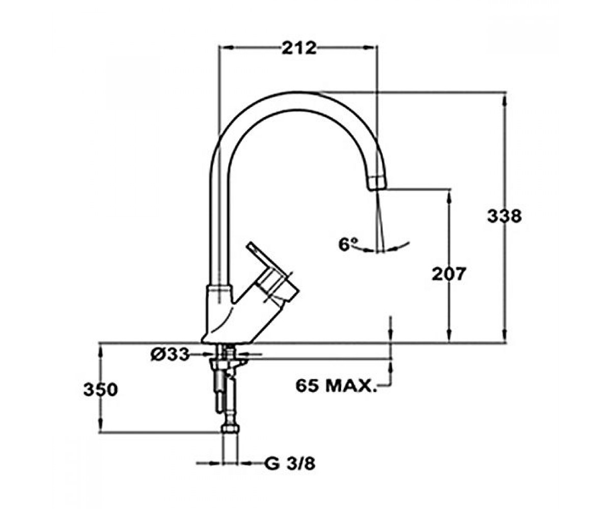 Смеситель для мойки  MJ CHROME ELAN H 35911502CC:Чертеж 