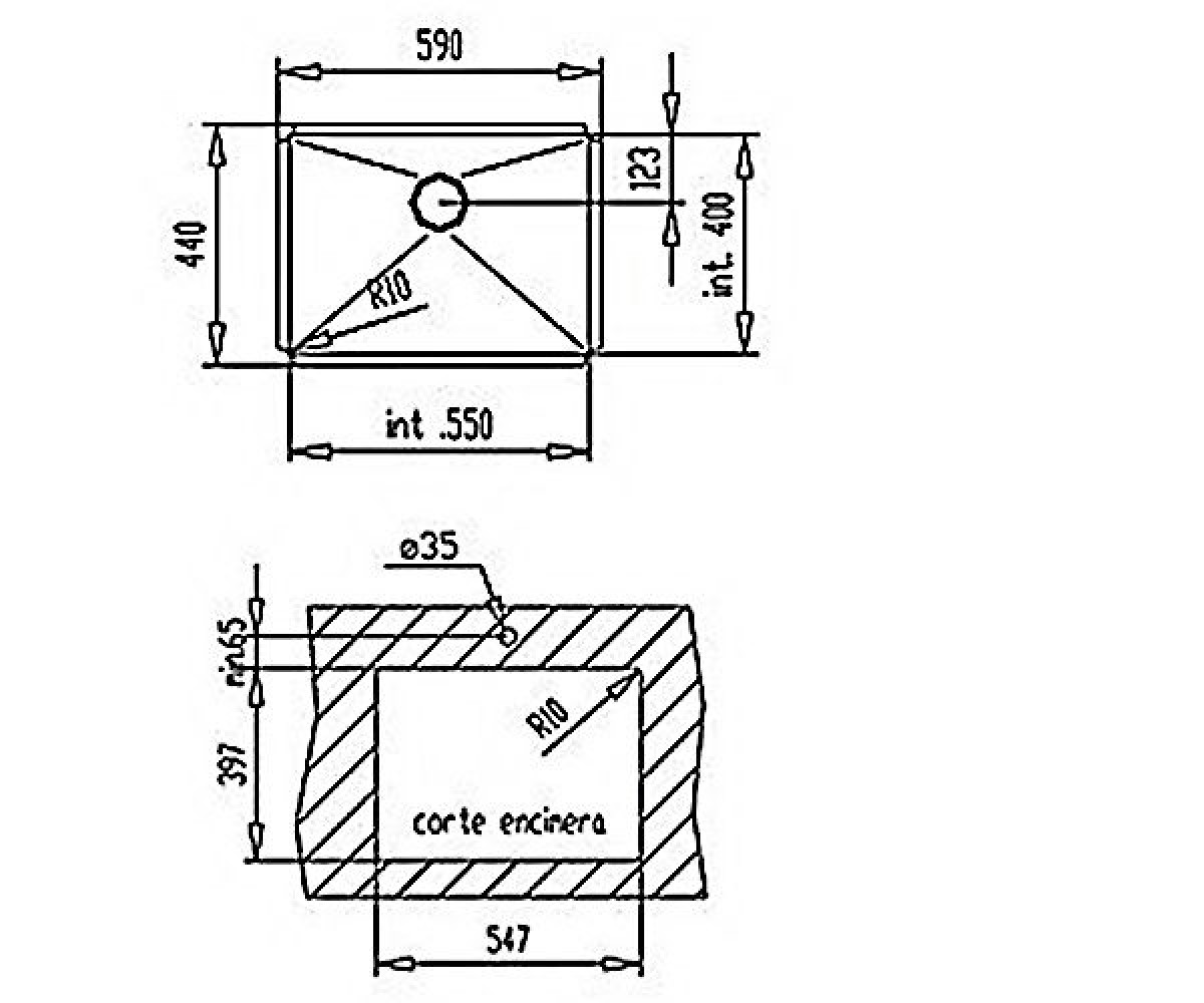 Кухонная мойка  LINEA R10 550.400 40125510:Чертеж 