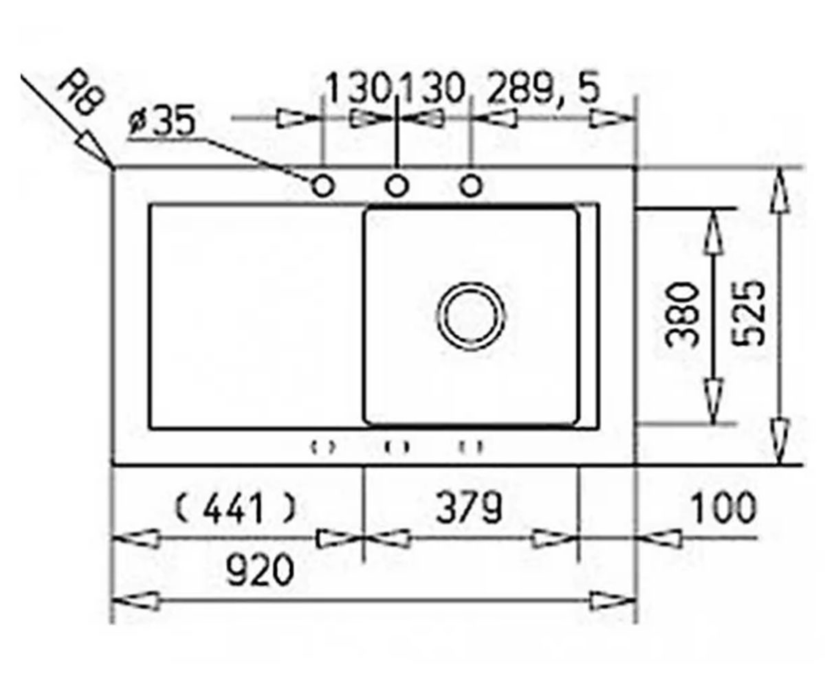 Мойка с крылом  AURA 45 B TG 40143058:Чертеж 