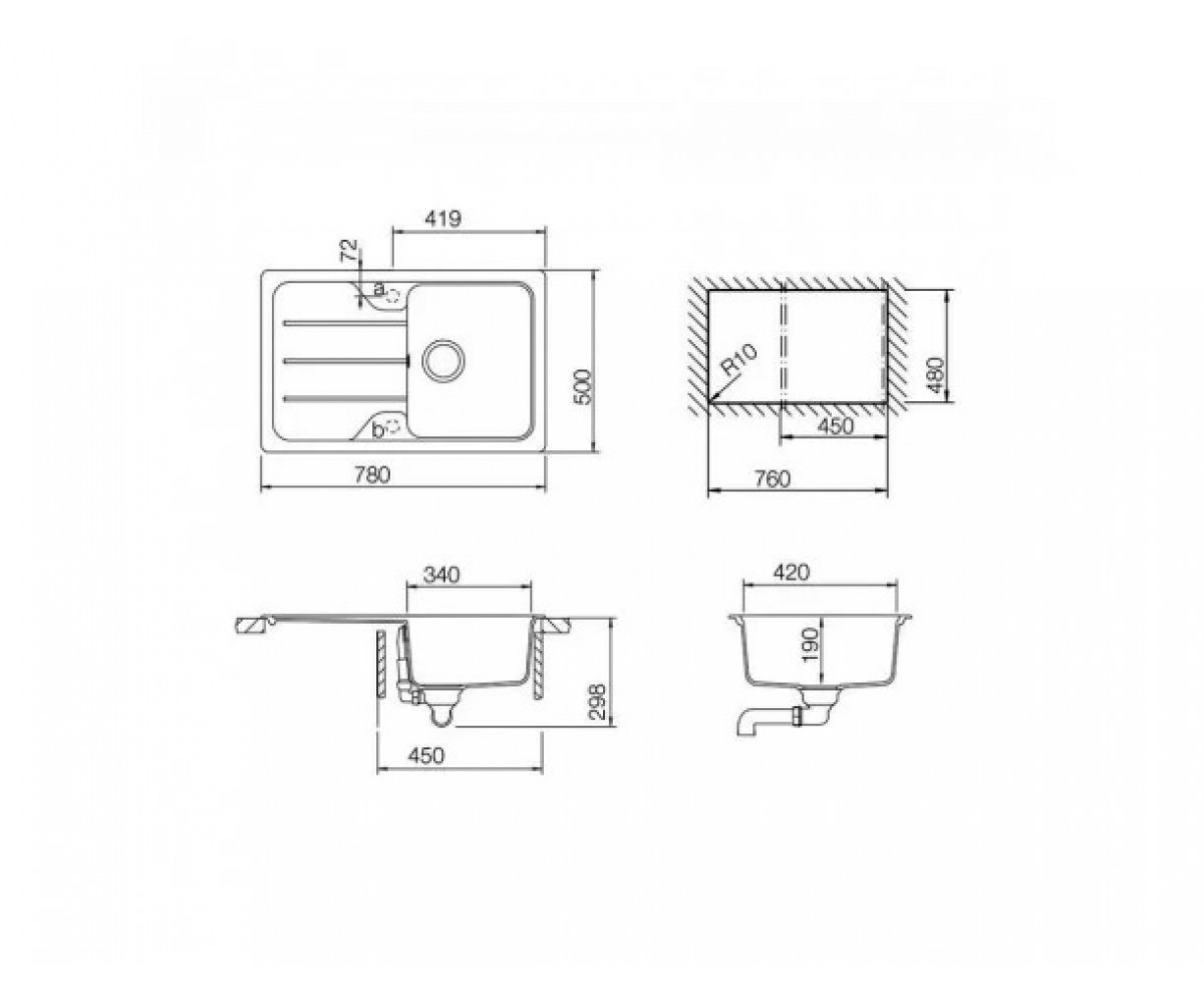 Кухонная мойка с одной чашей  SIMPLA 45-S TG 40144526:Чертеж 