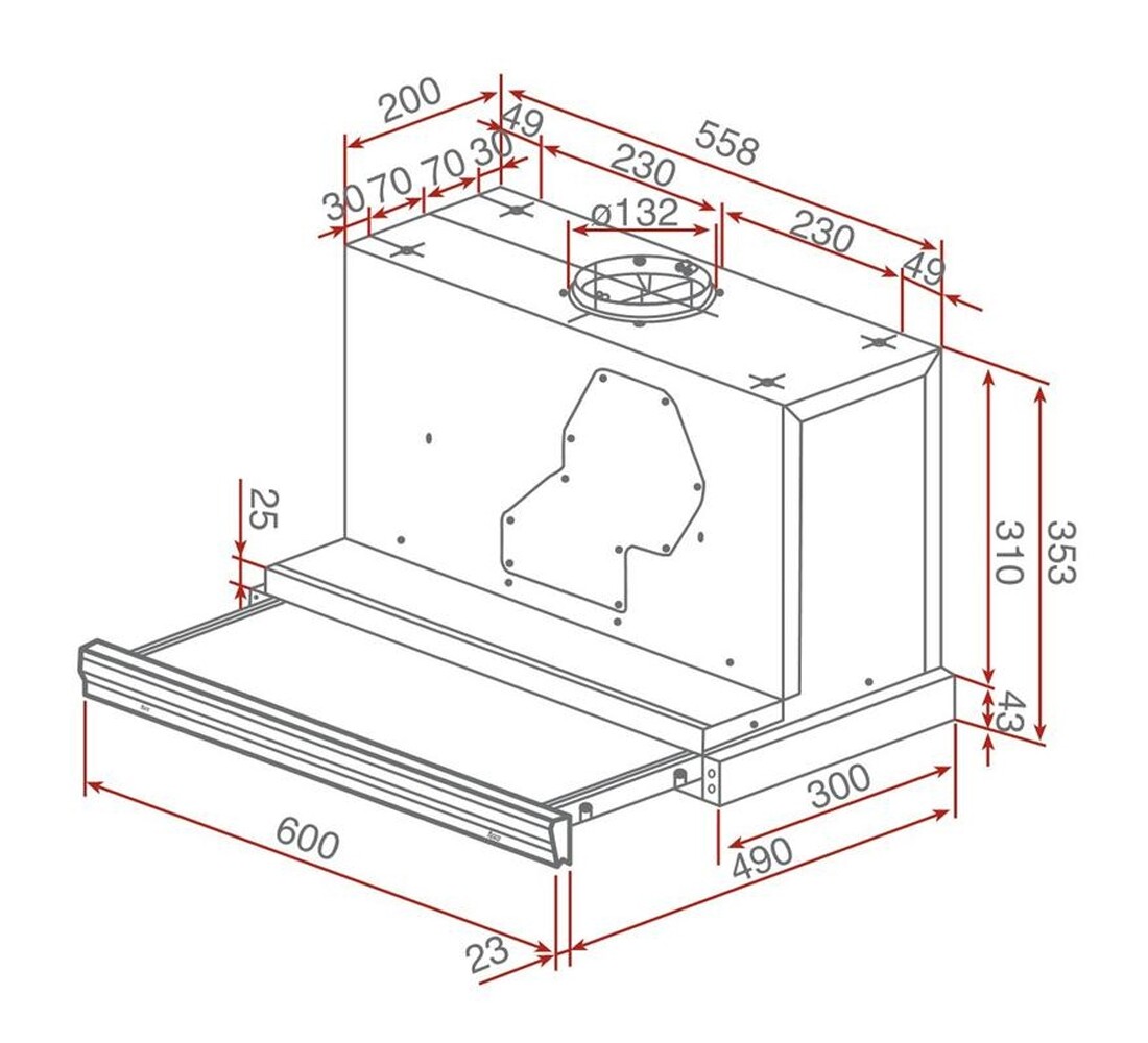 Встраиваемая кухонная вытяжка  40474008:Чертеж 