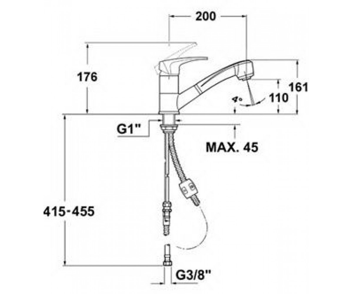 Смеситель для мойки  MB2 LP 40971802CI:Чертеж 