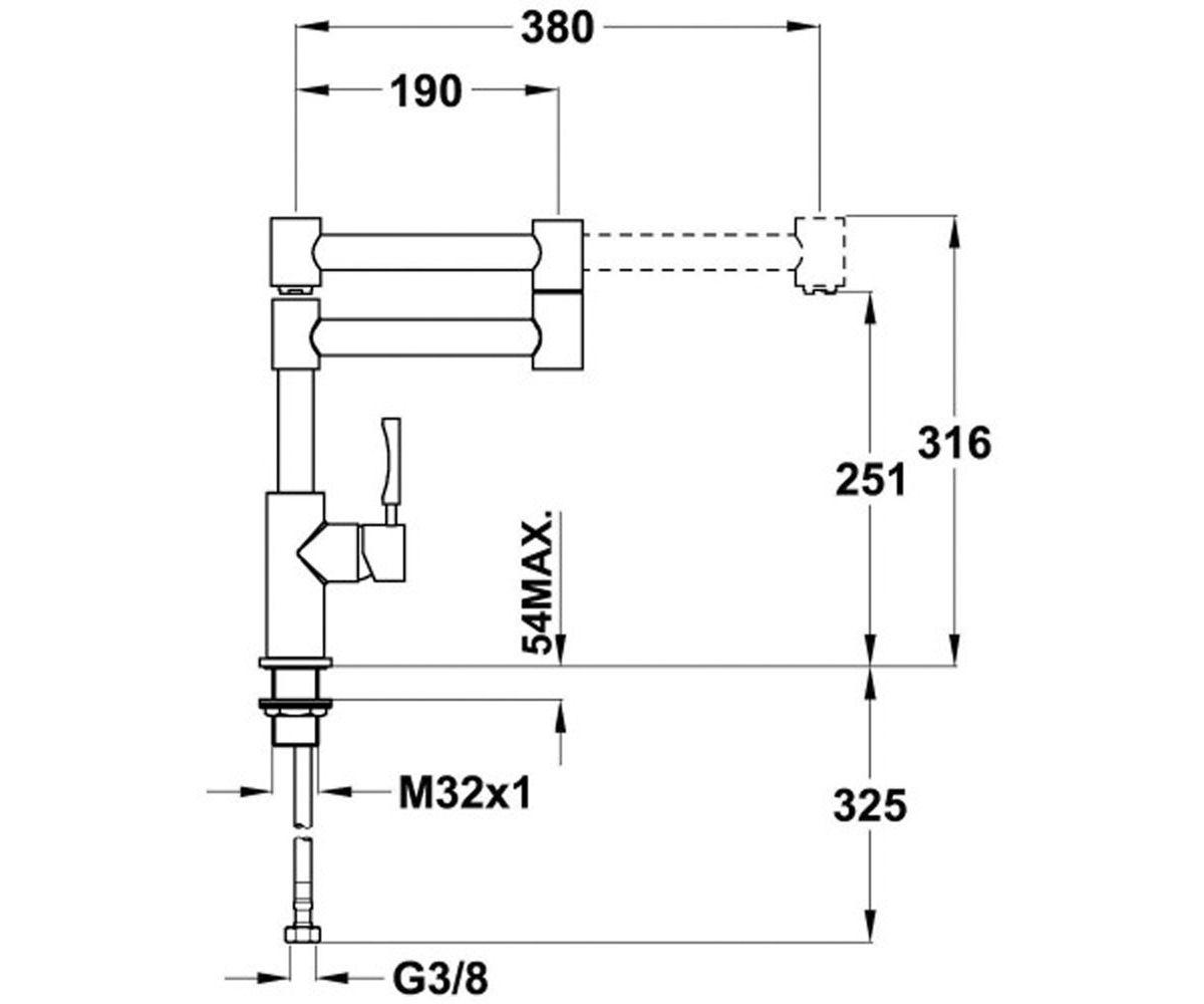 Смеситель для кухни  INOX H4 749830210:Чертеж 