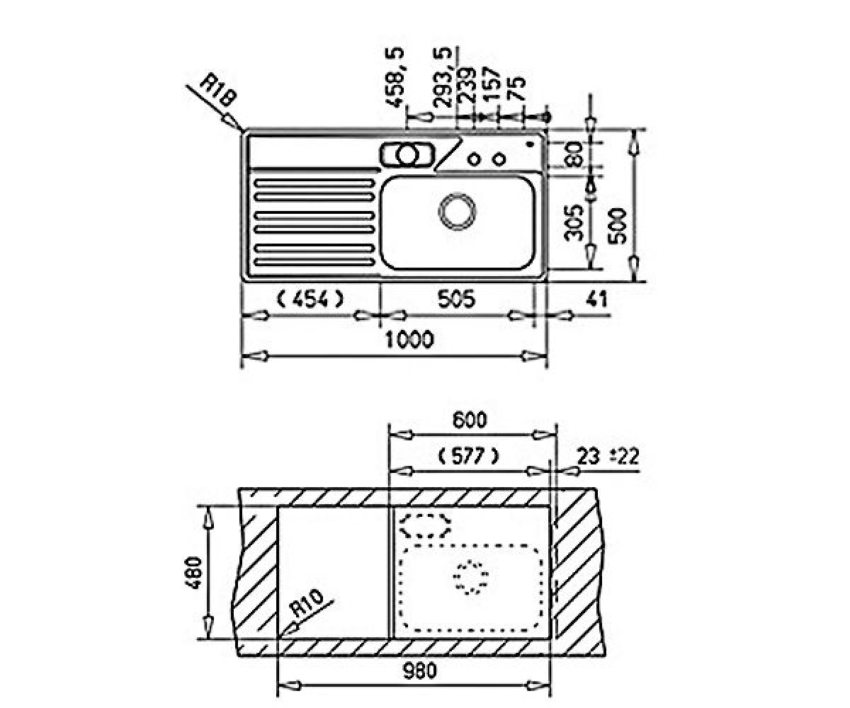 Кухонная мойка  PENTO BASIC (L) 88280:Чертеж 