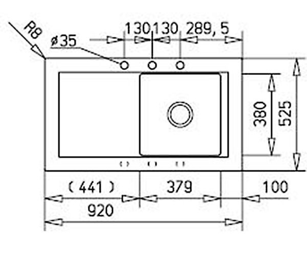 Кухонная мойка  AURA 45B TG 88395:Чертеж 