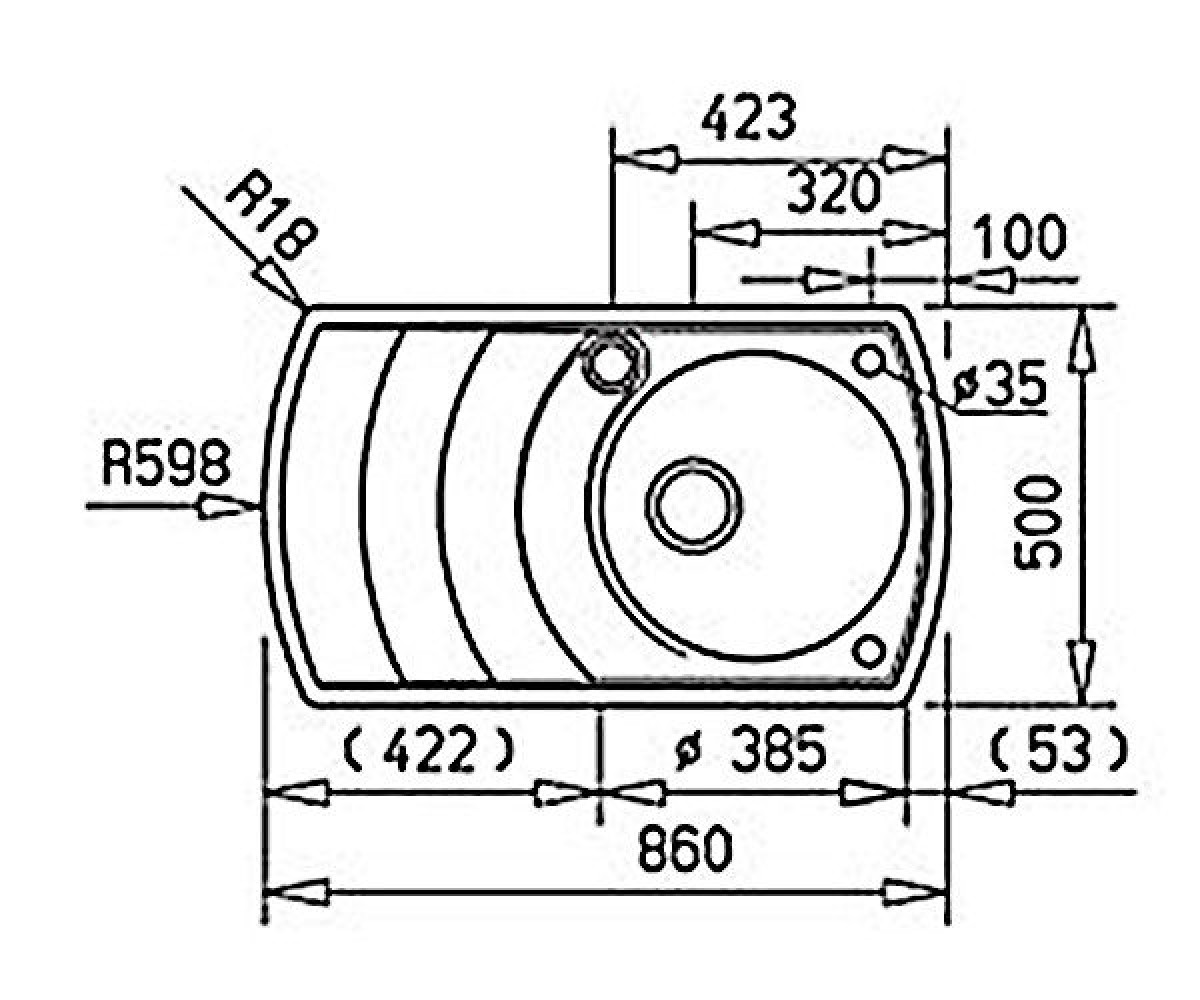 Кухонная мойка  ZENO 45B TG 88525:Чертеж 
