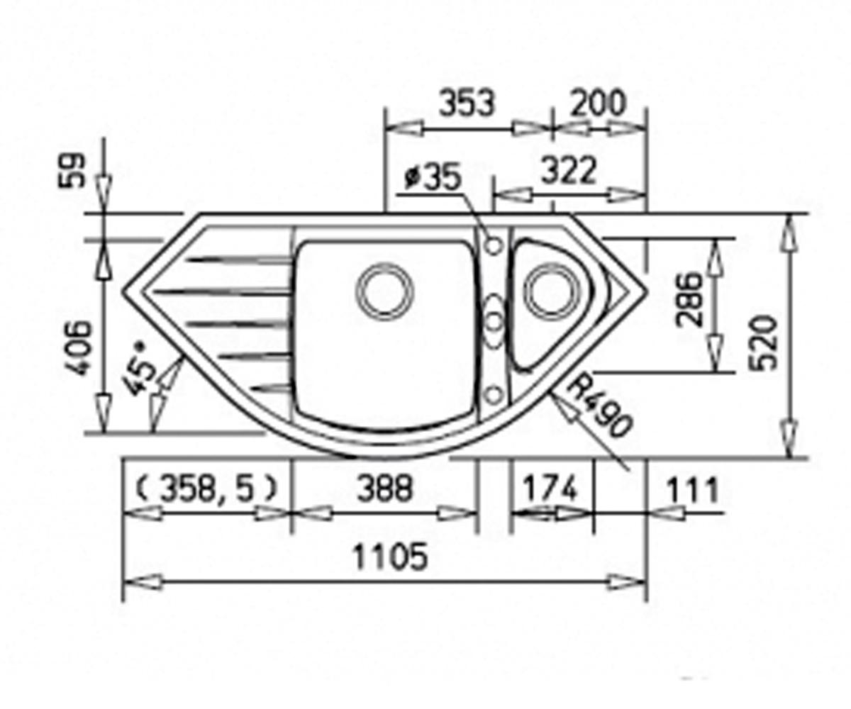 Мойка реверсивная  CABRERA 70E TG 88534:Чертеж 