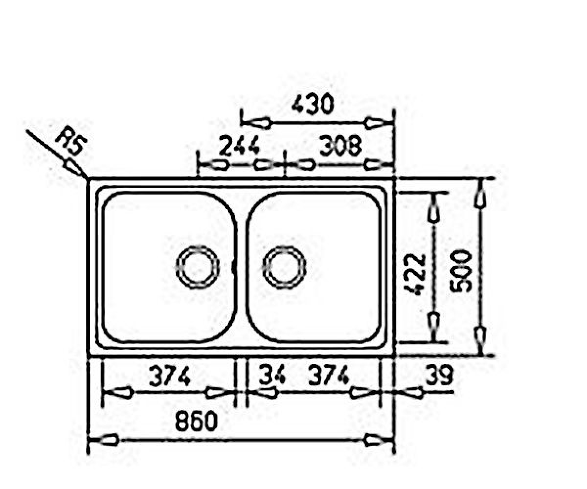 Кухонная мойка  ALBA 90B TG 88689:Чертеж 