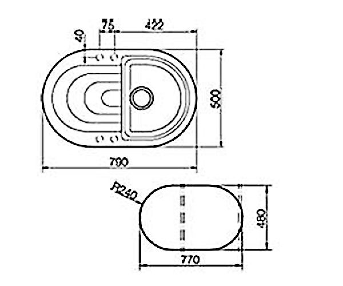 Кухонная мойка  PERLA 45 B-TG 88998:Чертеж 